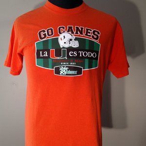 GO CANES LA U ES TODO UNIV. OF MIAMI CUBAVERA ADULT T SHIRT - SIZE MEDIUM